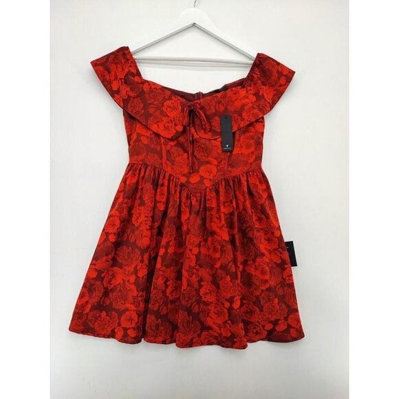 Lulus Dresses & Skirts - Lulus Women's Enviable Charm Off the Shoulder Red Mini Dress Size L